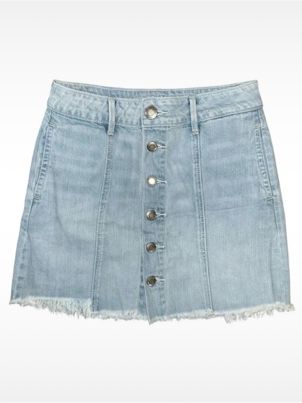 American Eagle Button Front Denim Mini Skirt – Light Wash- Size 00
